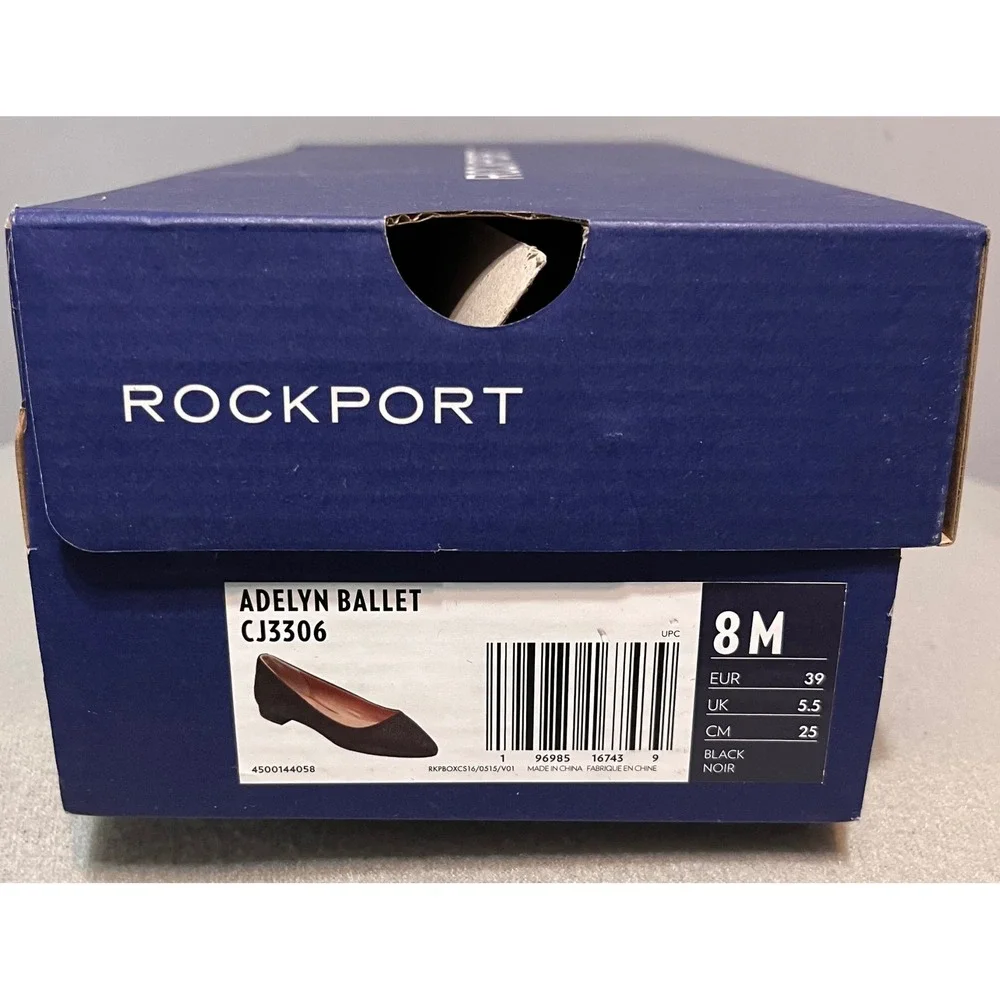 Rockport Total Motion Adelyn Ballet Flats Black Sparkle Shimmer Pointed Toe Sz 8